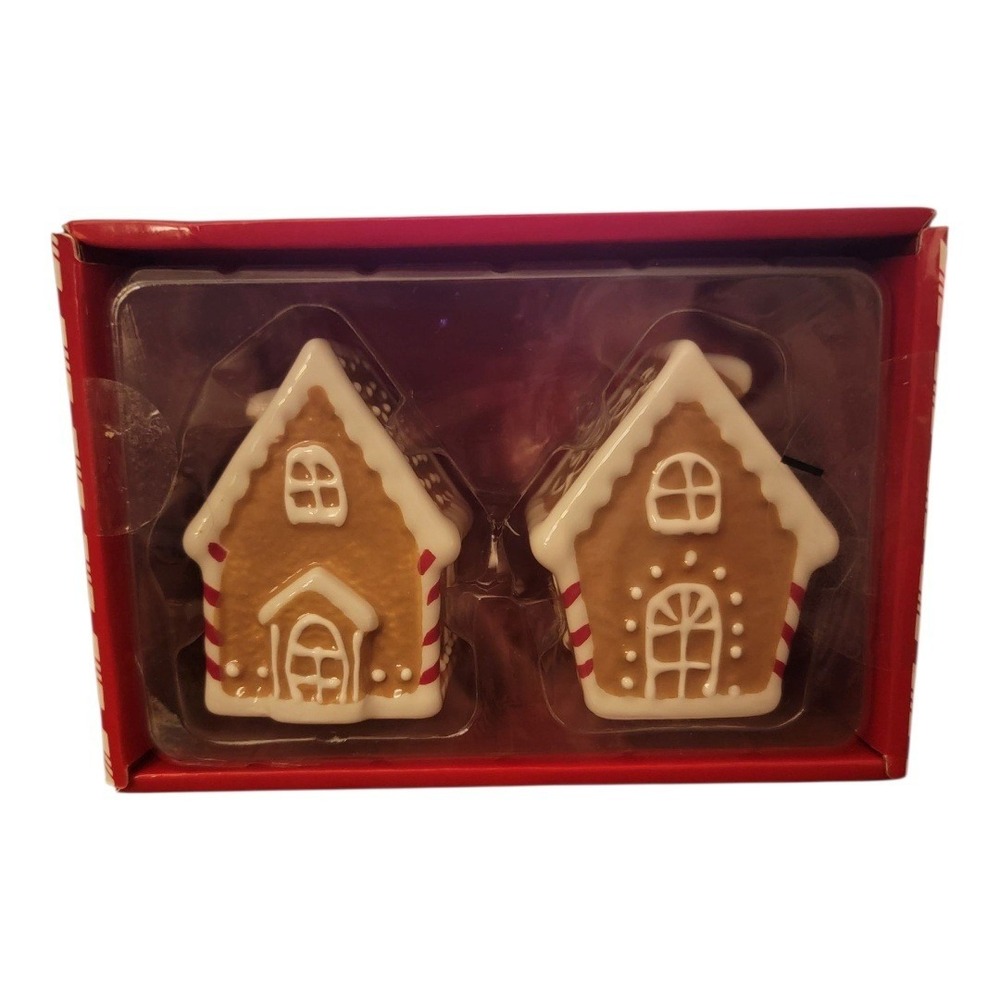 Salt‎ and Pepper Shaker Set Gingerbread House Ceramic Christmas Kitchen Decor